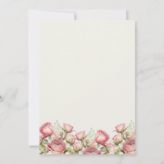 かわいいフクロウとバラの本で赤ちゃんシャワー 招待状 (裏面)