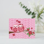 かわいいフクロウと恋のハッピーバレンタインデー シーズンポストカード (スタンド正面)