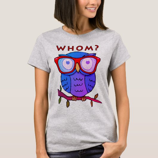 かわいいフクロウと文法#2 Tシャツ (正面)