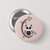 かわいいフクロウと水玉模様ボタン 缶バッジ (正面&裏面)