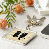 かわいいフクロウと猫 キーホルダー (側面)