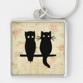 かわいいフクロウと猫 キーホルダー (正面)