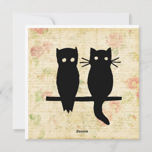 かわいいフクロウと猫 シーズンカード (裏面)