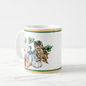 かわいいフクロウと秋カボチャ コーヒーマグカップ (正面左)