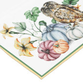 かわいいフクロウと秋カボチャ ショートテーブルランナー (コーナー)