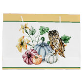 かわいいフクロウと秋カボチャ ラージペーパーバッグ (裏面)