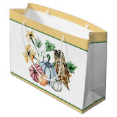 かわいいフクロウと秋カボチャ ラージペーパーバッグ (裏面アングル)