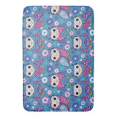 かわいいフクロウと花 バスマット (正面縦)