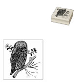 かわいいフクロウと花 ラバースタンプ (押印)