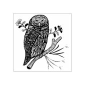 かわいいフクロウと花 ラバースタンプ (インプリント)