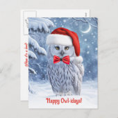 かわいいフクロウと雪でうれしい休日 シーズンポストカード (正面/裏面)