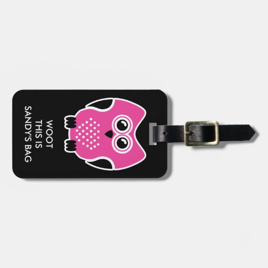 かわいいフクロウのおもしろいな荷物のラベル ラゲッジタグ (正面横)