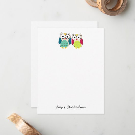 かわいいフクロウのひな形 ノートカード (正面/裏面インサイチュ)