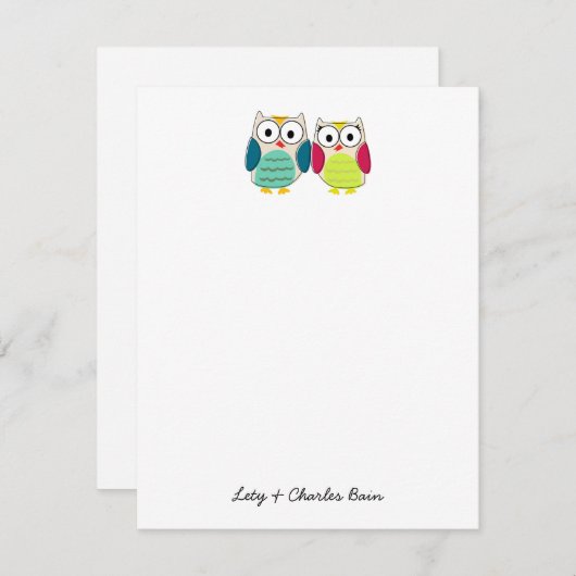 かわいいフクロウのひな形 ノートカード (正面/裏面)