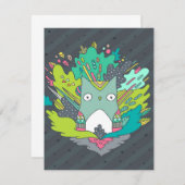 かわいいフクロウのアート | アニメデザイン 招待状 (正面/裏面)