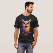 かわいいフクロウのアート フクロウ 夜行性 鳥好き Tシャツ (正面フル)