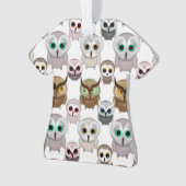 かわいいフクロウのイラストパターン オーナメント (正面)