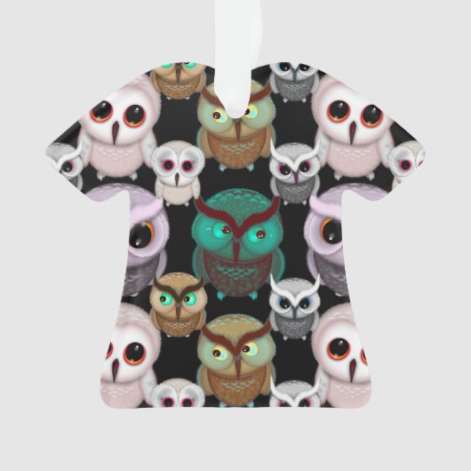 かわいいフクロウのイラストパターン オーナメント (正面)
