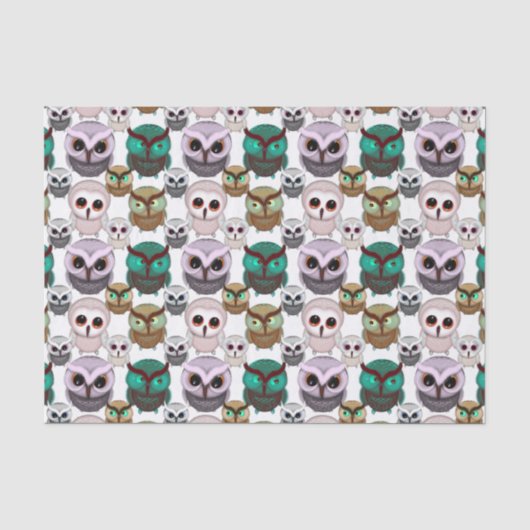 かわいいフクロウのイラストパターン 薄葉紙 (正面)