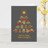 かわいいフクロウのイラストレーション カード (黄色い花)