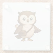 かわいいフクロウのイラスト – おこじょと仲間たち ガラスコースター (裏面)