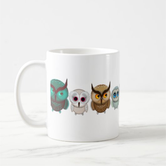 かわいいフクロウのイラスト コーヒーマグカップ (左)