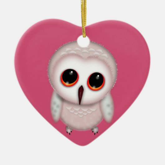 かわいいフクロウのイラスト セラミックオーナメント (正面)