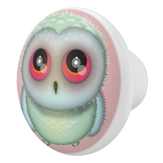 かわいいフクロウのイラスト セラミックノブ (右)