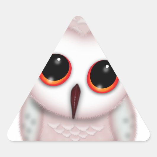 かわいいフクロウのイラスト 三角形シール (正面)