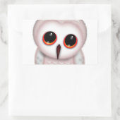 かわいいフクロウのイラスト 長方形シール (バッグ)