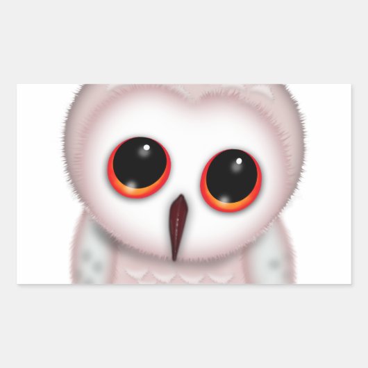 かわいいフクロウのイラスト 長方形シール (正面)