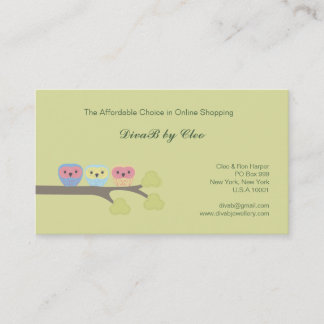 かわいいフクロウのオンライン店のEtsyのファッションビジネスカード 名刺