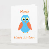 かわいいフクロウのカスタマイズ可能な誕生日カード カード (正面)