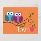 かわいいフクロウのカップルとデートを一緒に保存 案内ポストカード (正面)