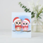 かわいいフクロウのカップル水彩スタイル シーズンカード (スタンド正面)