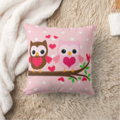 かわいいフクロウのカップルI愛パーソナライズな クッション (ブランケット)