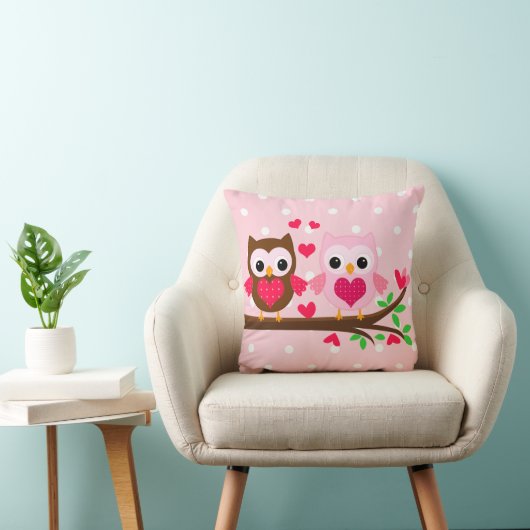 かわいいフクロウのカップルI愛パーソナライズな クッション (椅子)