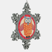 かわいいフクロウのカラフルのクリスマス スノーフレークピューターオーナメント (左)