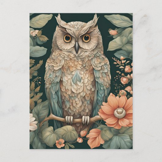 かわいいフクロウのカントリーライフ ポストカード (正面)
