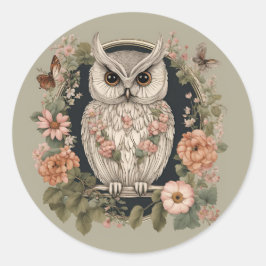 かわいいフクロウのカントリーライフ ラウンドシール