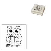 かわいいフクロウのギフト付きウッドスタンプ ラバースタンプ (押印)