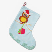 かわいいフクロウのクリスマスのストッキング ラージクリスマスストッキング (正面 (吊り時))