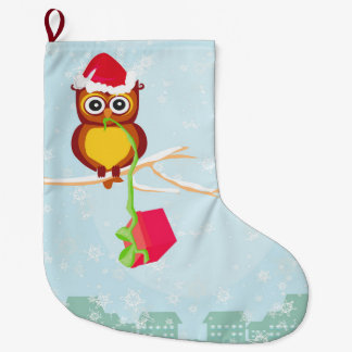 かわいいフクロウのクリスマスのストッキング ラージクリスマスストッキング