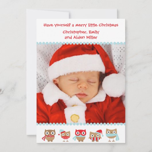 かわいいフクロウのクリスマスカード シーズンカード (正面)