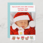 かわいいフクロウのクリスマスカード シーズンカード (正面/裏面)