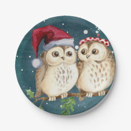 かわいいフクロウのクリスマスパーティー用紙皿 テーブルウェア ペーパープレート