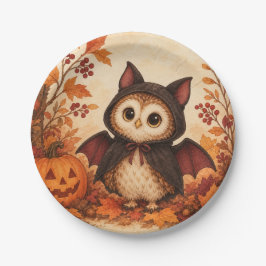 かわいいフクロウのコウモリのコスチューム ハロウィンパーティーのプレート ペーパープレート