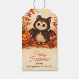 かわいいフクロウのコウモリのハロウィンコスチューム オーダーメイド  ギフトタグ