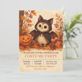 かわいいフクロウのコウモリの仮装 ハロウィンパーティーの招待状 招待状 (スタンド正面)