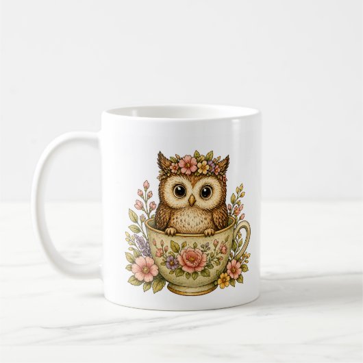 かわいいフクロウのコーヒーカップ コーヒーマグカップ (左)